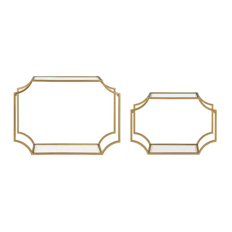 2pc Modern Glam Metal Wall Shelf Set