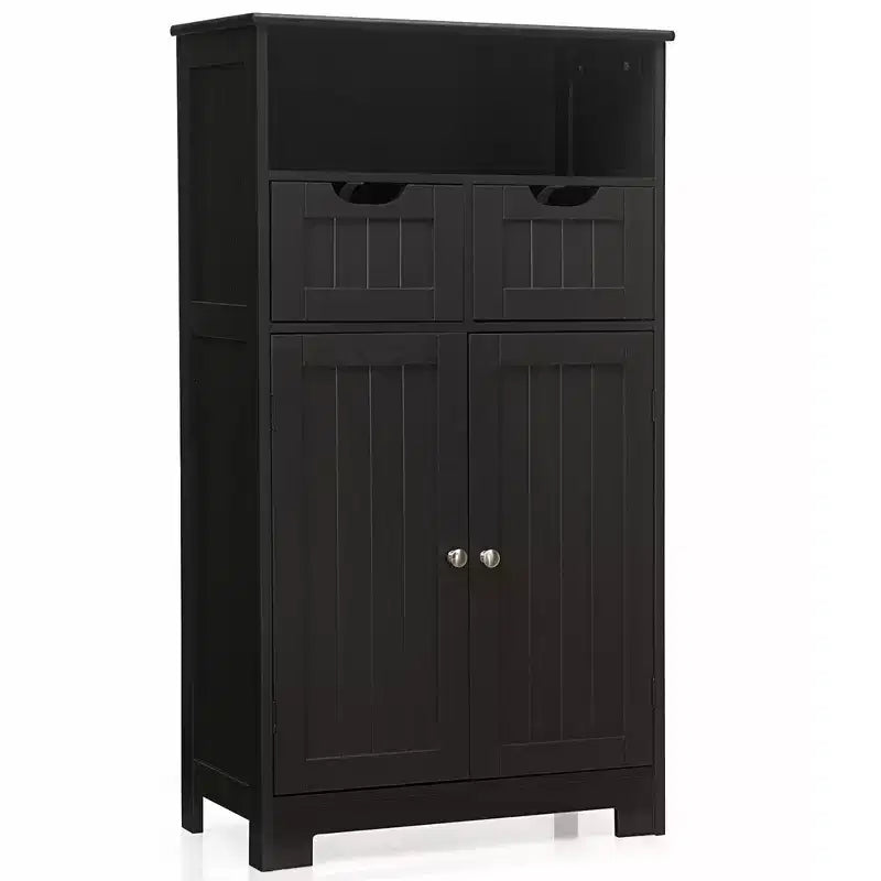 Bathroom Floor Cabinet Wooden Storage Organizer w/Drawer Doors