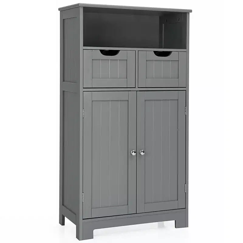 Bathroom Floor Cabinet Wooden Storage Organizer w/Drawer Doors